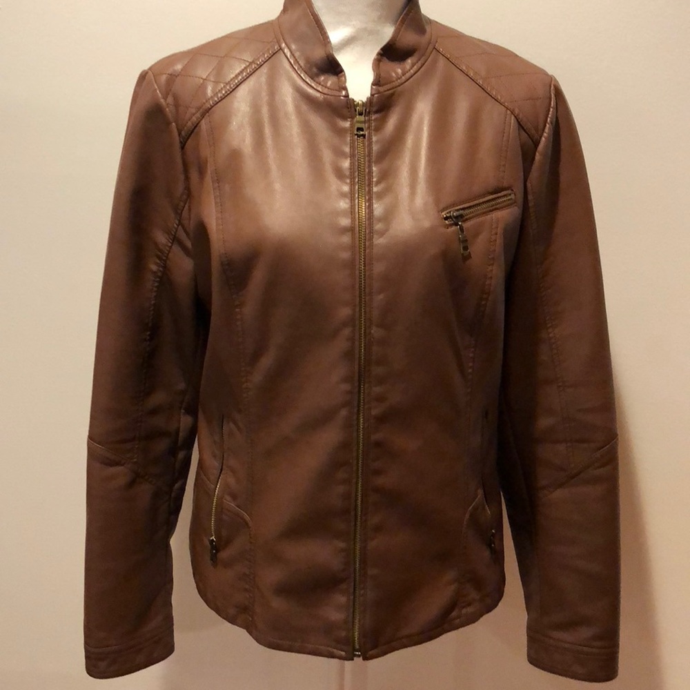 Camel Faux Leather Jacket